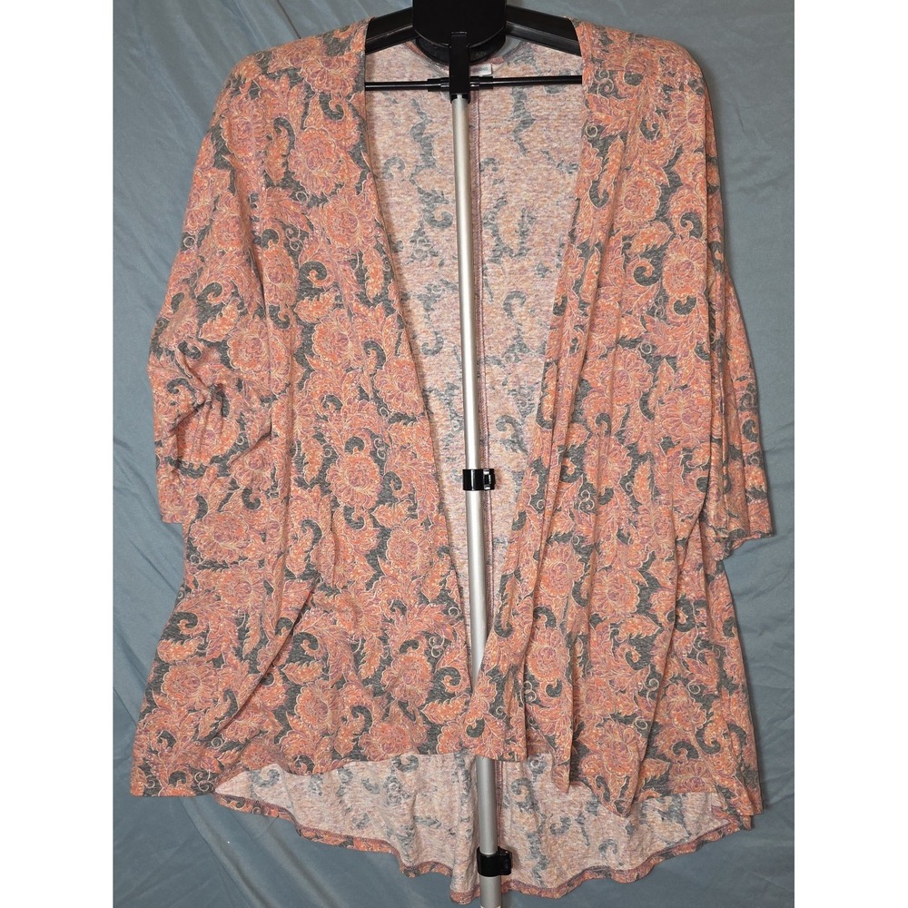 LuLaRoe Womens Shirt Size Large Multicolor Print Open Front Classic Flowy